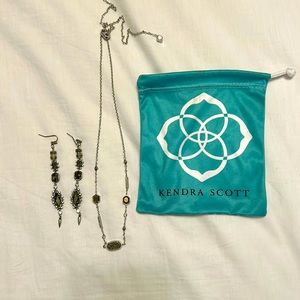 Kendra Scott custom necklace (adjustable) and earrings.